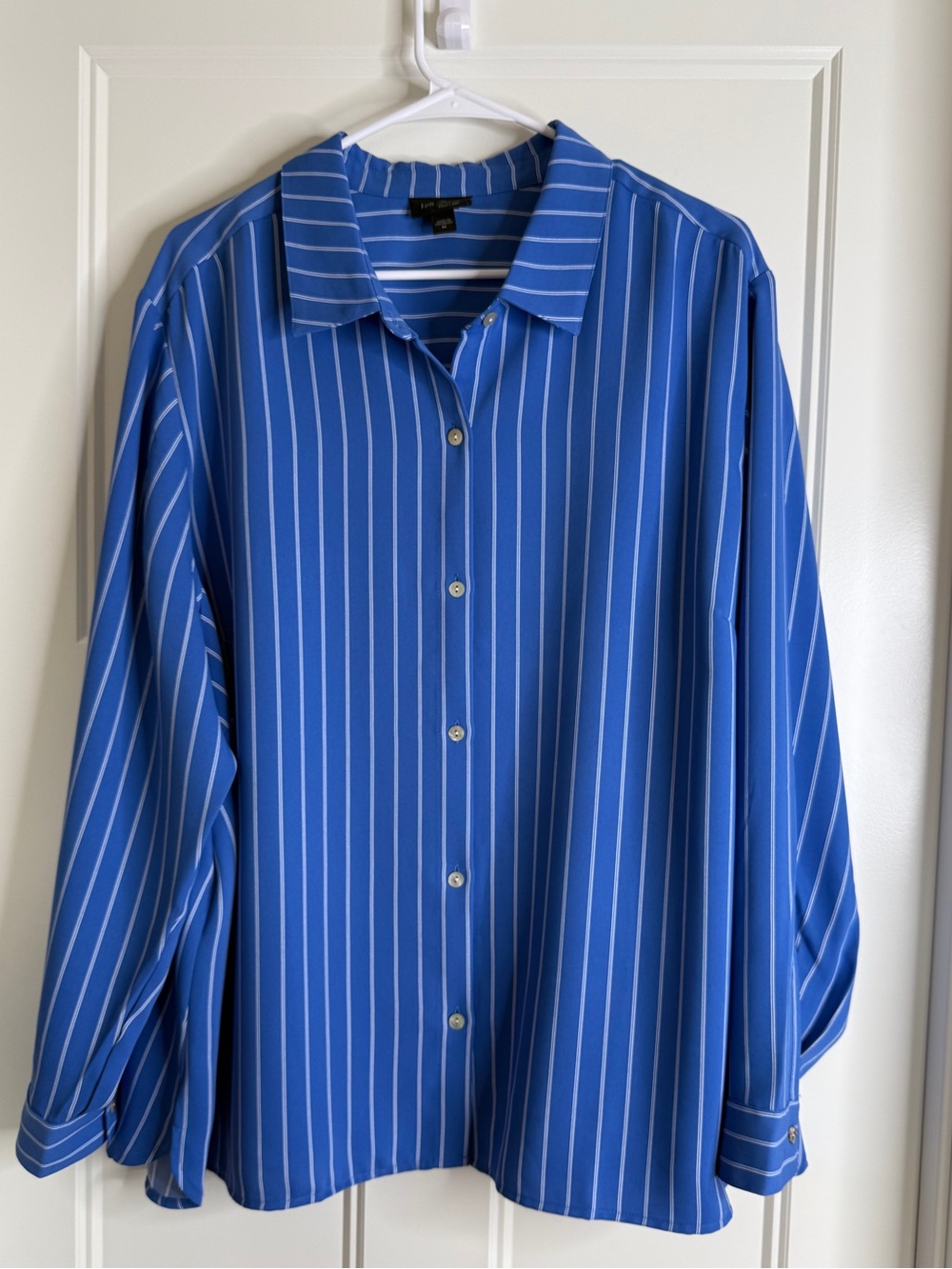 Women’s J. Jill Classic Blue Stripe Button-Up Shirt, 3X
